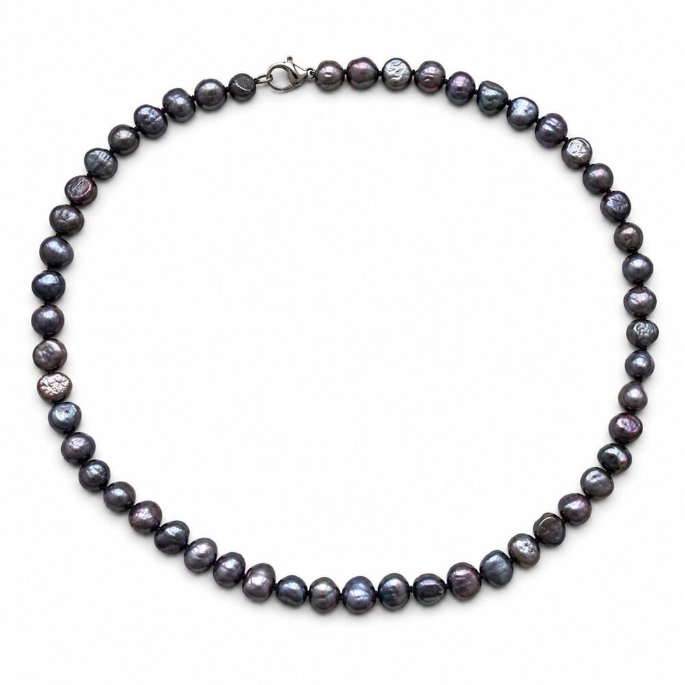 Vintage Peacock Baroque Freshwater Pearl Necklace 16” Hand Knotted